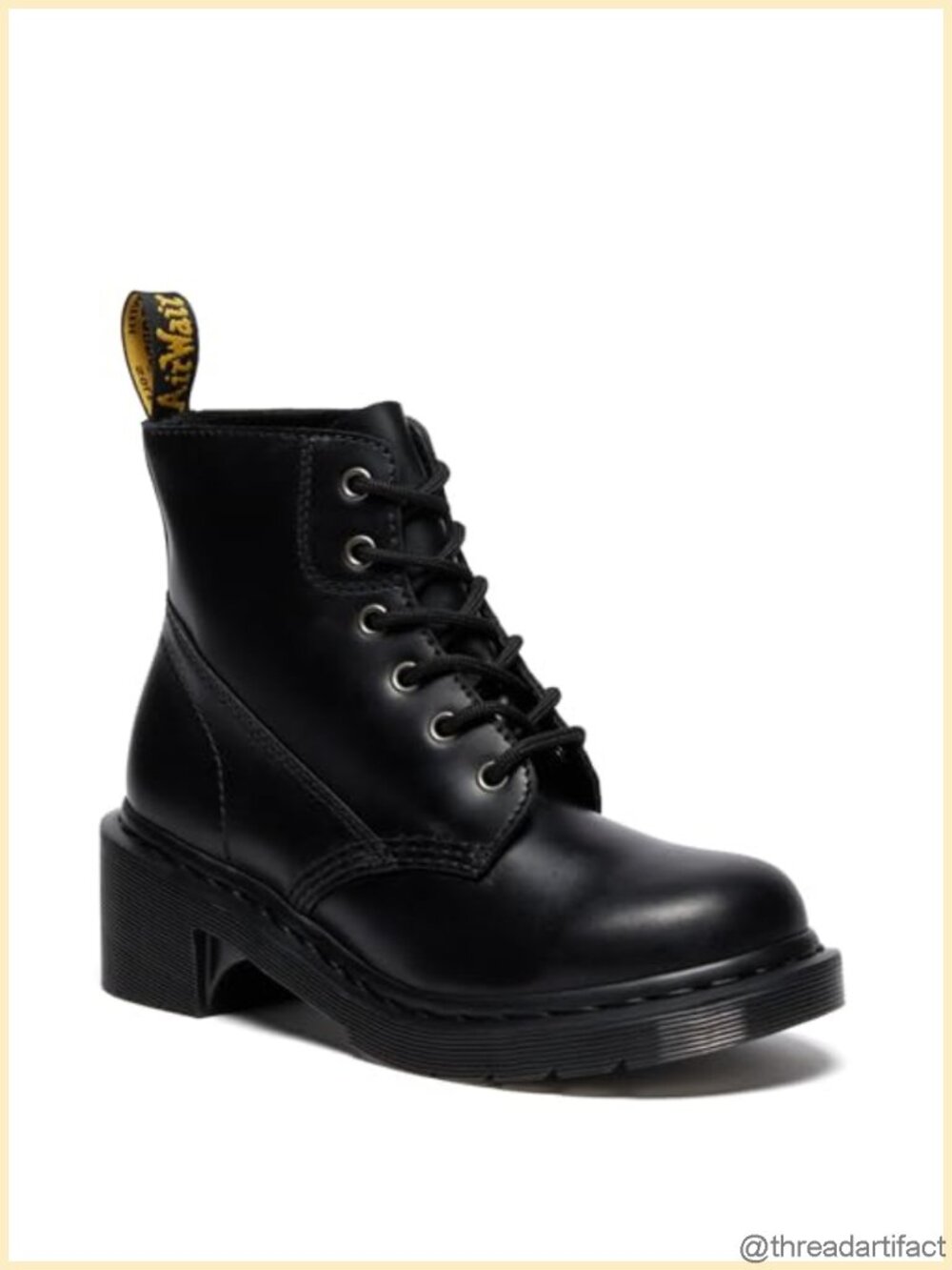 Orleans Leather Lace Up Ankle Bootie Combat Block Heel